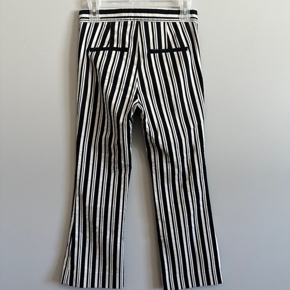 La Ligne Trousers Black White Striped Flared Leg Cropped Work Pants Size 0 - Picture 6 of 11
